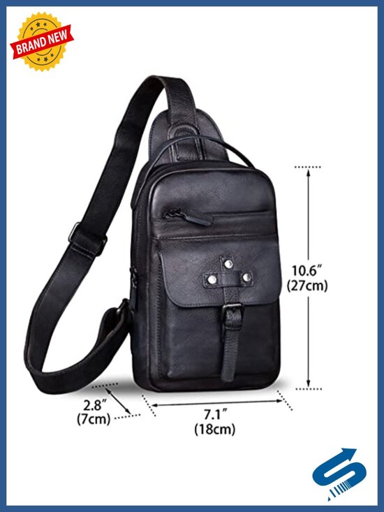 Genuine Leather Sling Bag Hiking Backpack Crossbody Daypack main image 4
